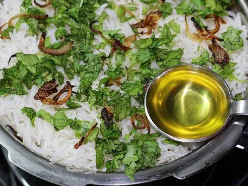 layering rice herbs ghee