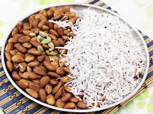 roasting almonds for badam ladoo