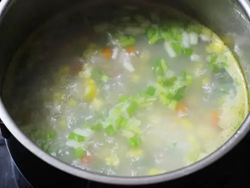 adding spring onions to make