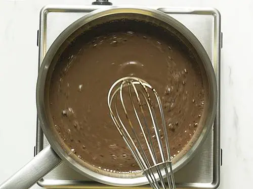 whisking chocolate solution
