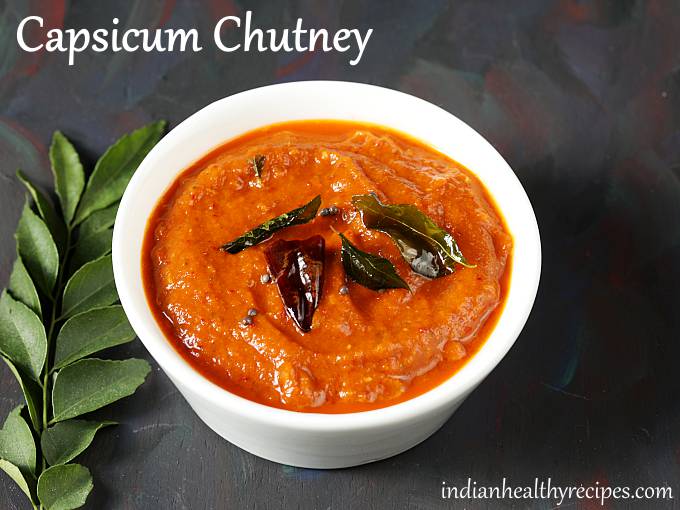 Capsicum chutney recipe Bell pepper chutney Swasthi's Recipes
