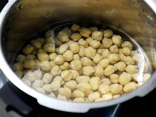 soaked chickpeas ready to be cooked