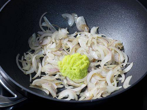 Adding ginger garlic paste