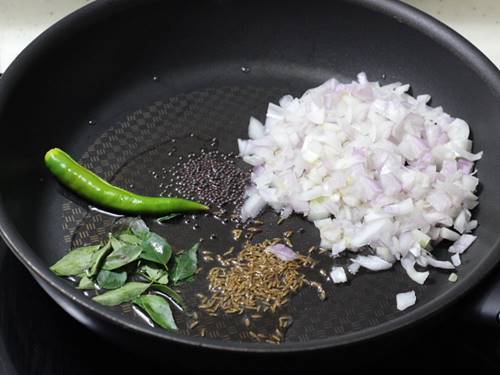 tempering spices and frying onions