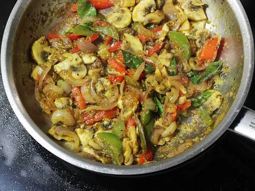 mushrooms sautéed with fresh ground pepper and fennel seeds