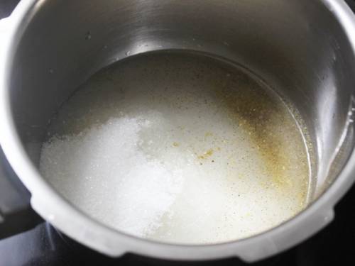 making sugar syrup for walnut burfi