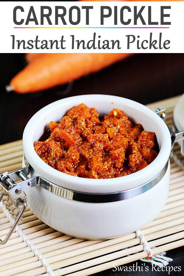 Carrot pickle recipe   Gajar ka achar   Swasthi s Recipes - 97