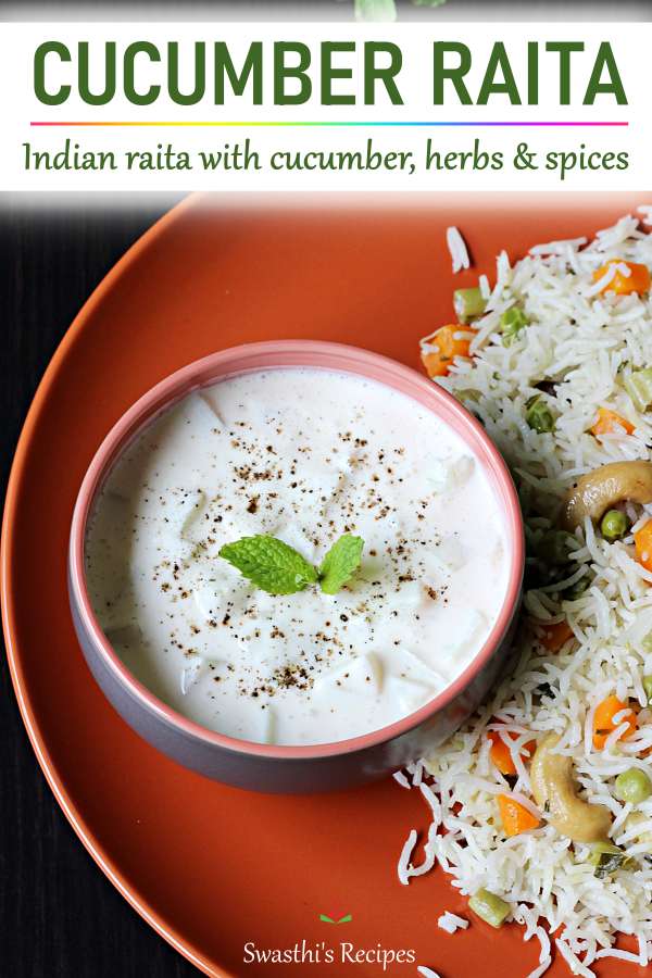 Cucumber raita recipe for biryani, pulao - Swasthi's Recipes