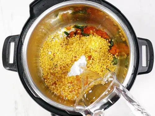 adding dal & water to instant pot