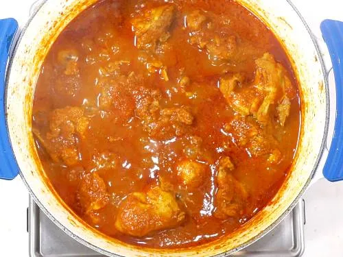 saucy vinegary tangy vindaloo in a pot