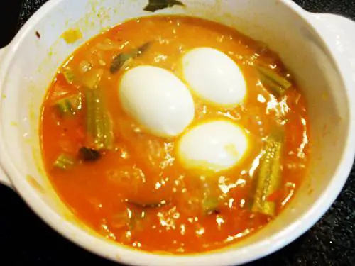 drumsticks with boiled eggs.