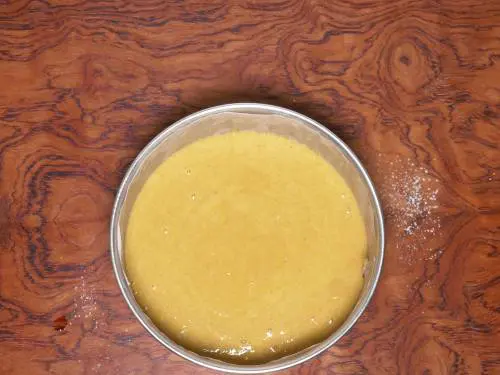 batter in a cake pan