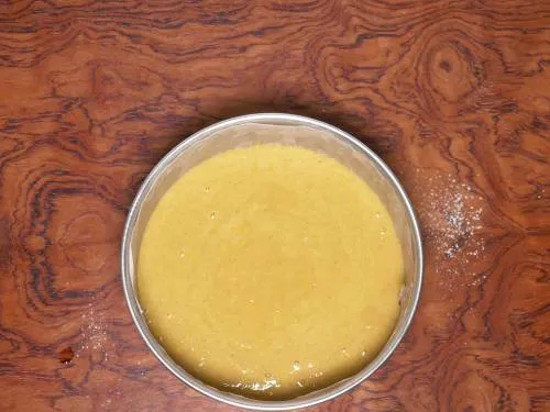 batter in a cake pan