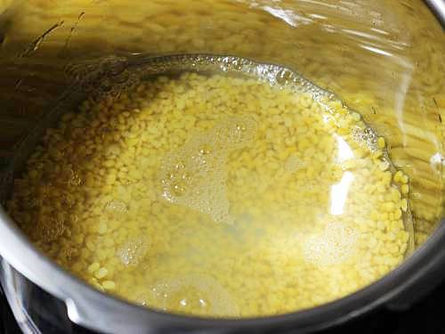 cooking moong dal in pot