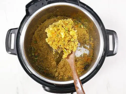 fluffy quinoa pulao ready in instant pot