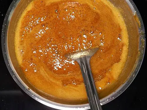 thickened jaggery syrup for til ke laddu