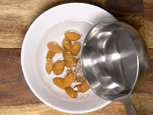 soaking almonds in water for badam milk