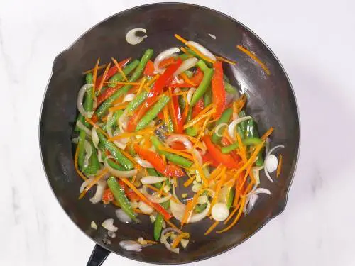 stir frying veggies