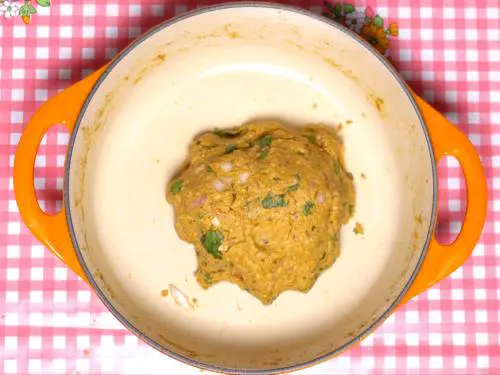 shami kabab mixture in a bowl ready for frying