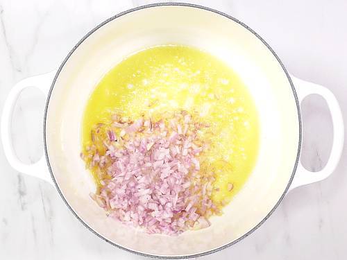 sauteing onions in butter to make dal makhani