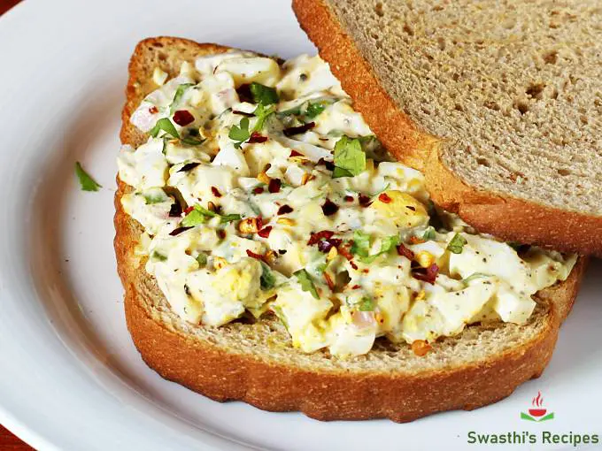 egg salad over toasted bread