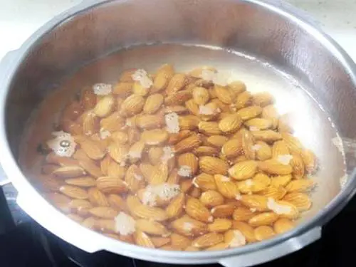 adding almonds to make powder