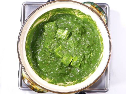 making thick creamy and delicious palak paneer