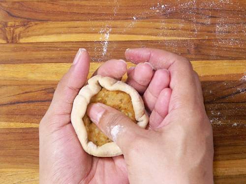 pressing down the stuffing