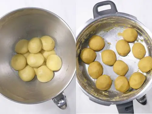 dividing dough and puran for poli