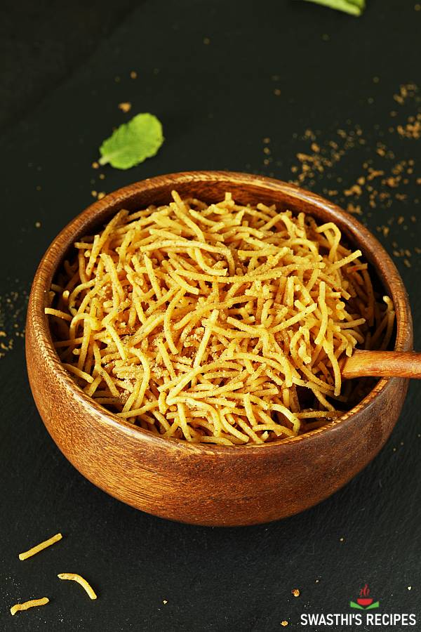 Aloo bhujia recipe  Crunchy aloo sev    Swasthi s Recipes - 77
