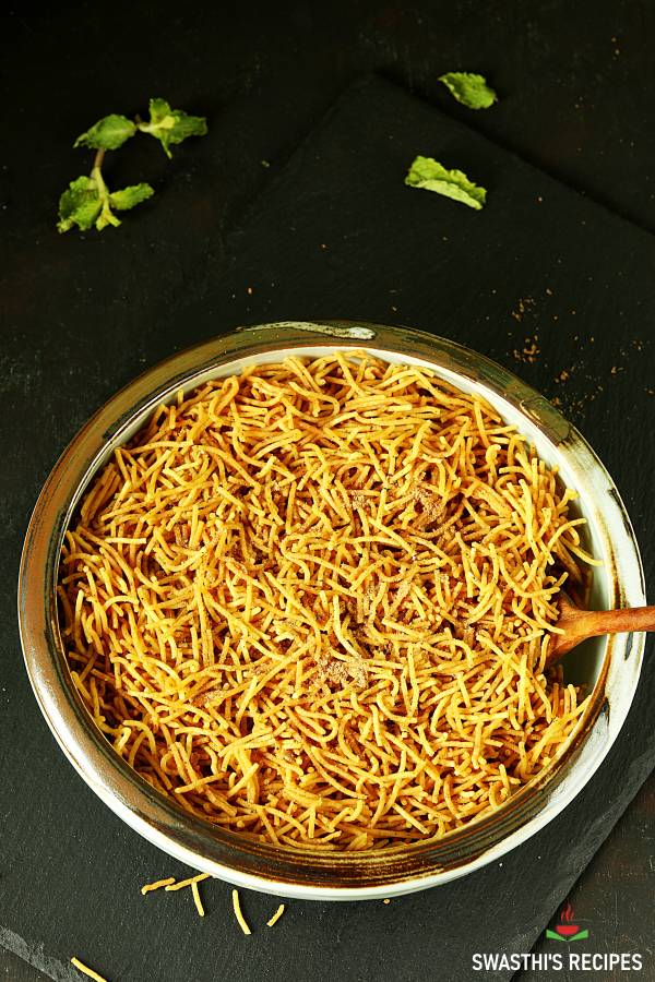 Aloo bhujia recipe  Crunchy aloo sev    Swasthi s Recipes - 55
