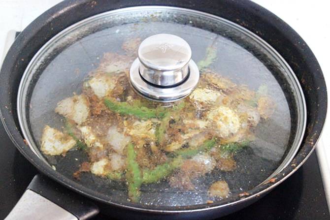 simmering veggies in pan