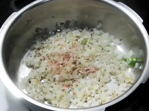 sauteing onions in a pressure cooker