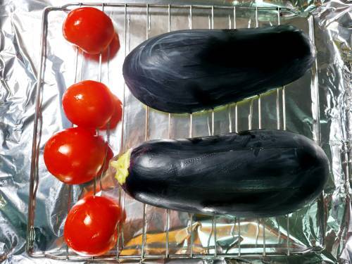 oven roasting eggplants for baingan bharta