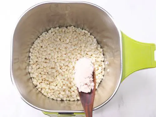 adding salt to grinder to make medu vada batter