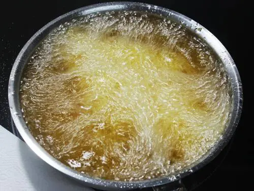 deep frying in hot oil