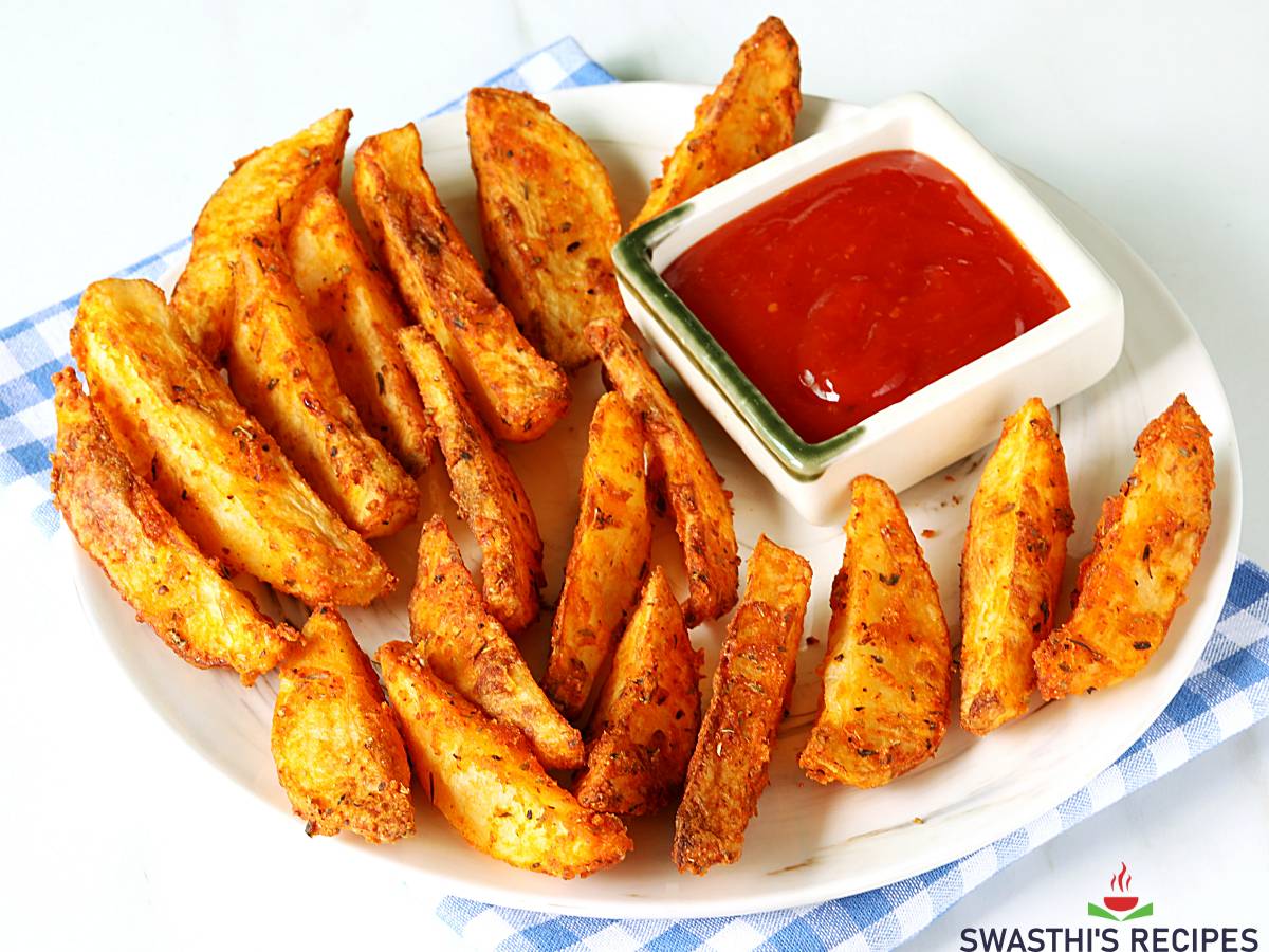 Potato wedges, How to make potato wedges - Swasthi's Recipes