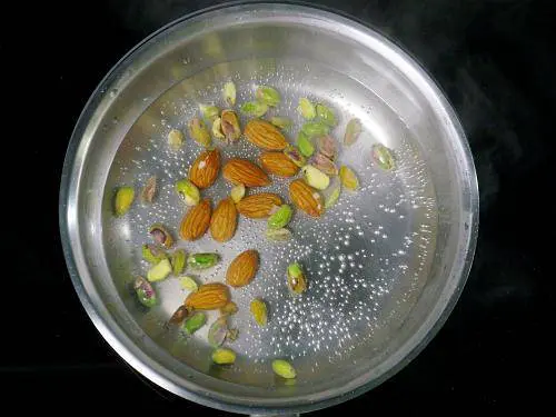 blanch nuts in hot water