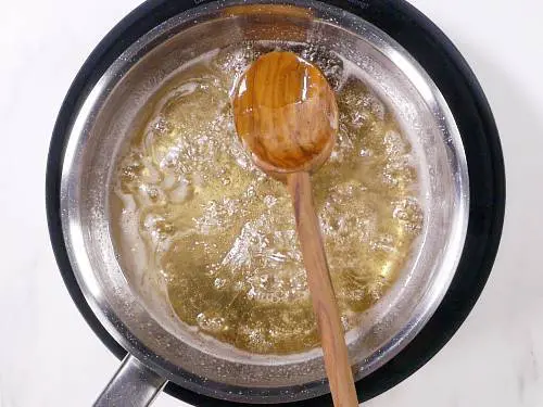 boiling sugar syrup in a pan