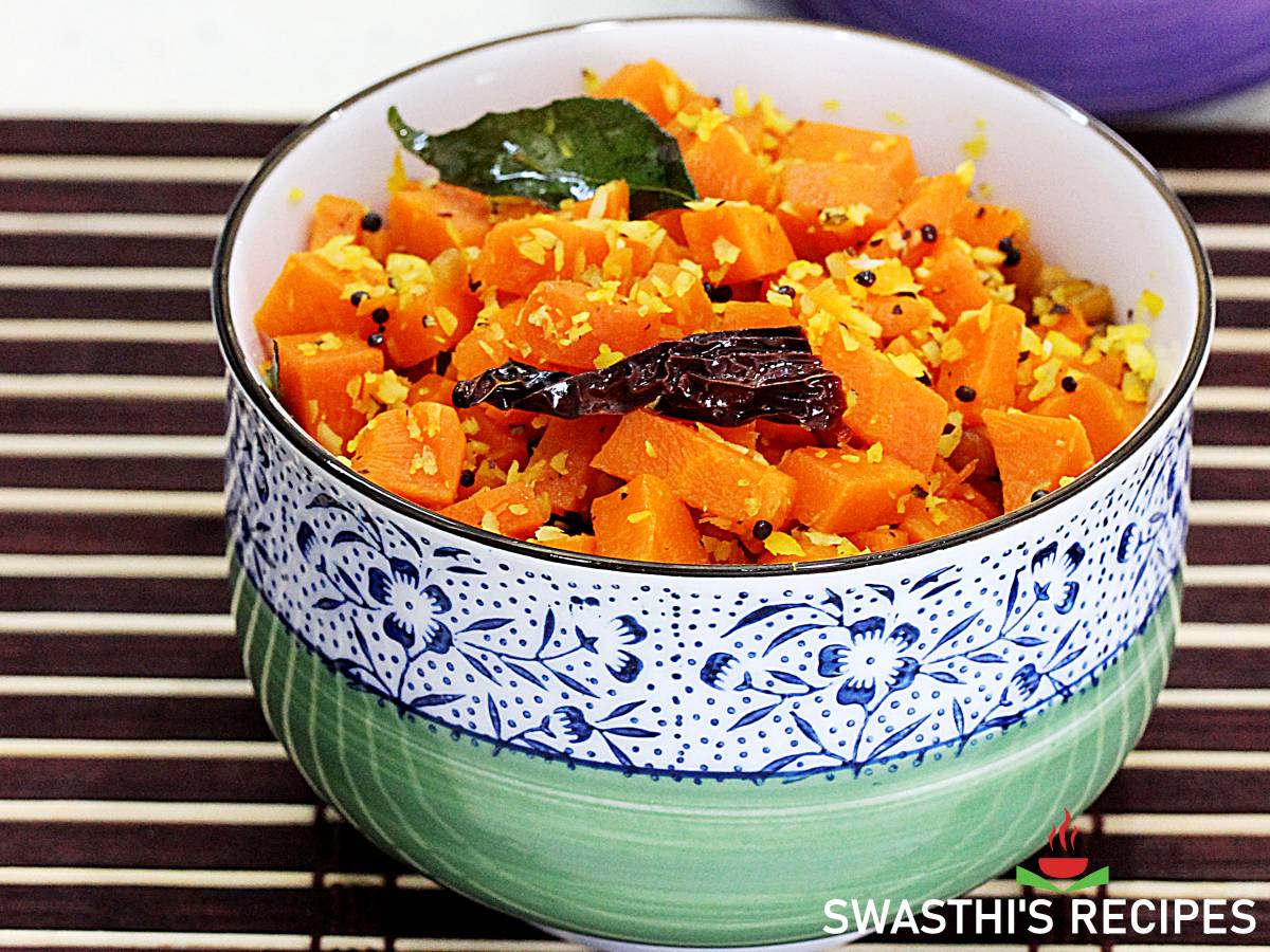 Carrot poriyal recipe  Tamilnadu style carrot stir fry    Swasthi s Recipes - 31