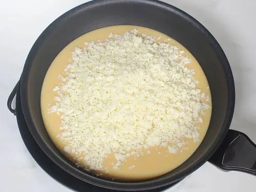 cooking condensed milk and paneer