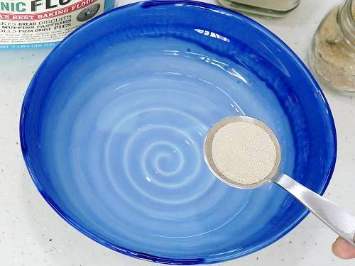 add yeast to warm water to proof it