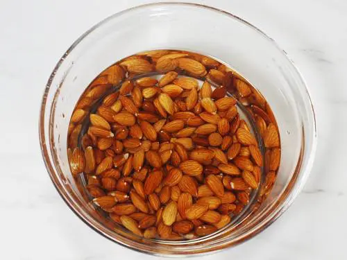 soaking almonds in water
