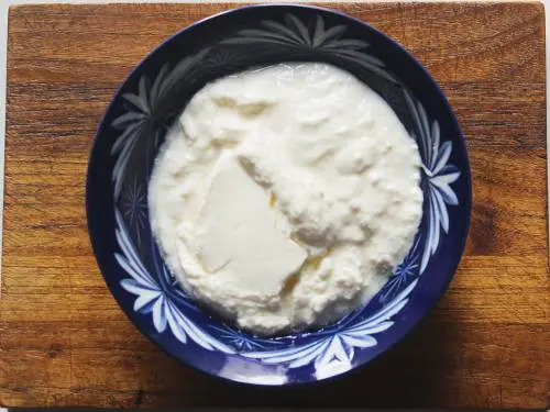 yogurt in a blue bowl