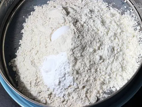 dry ingredients in a sieve