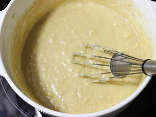 banana cake batter in a bowl