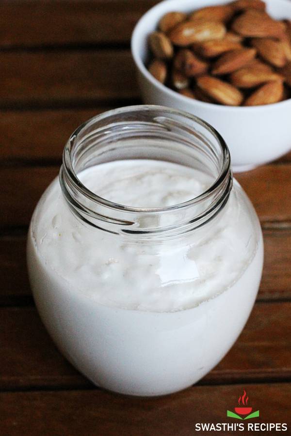 Almond yogurt recipe | How to make vegan yogurt - Swasthi's Recipes