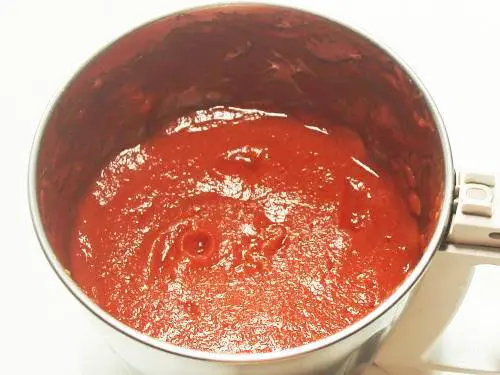 pureed tomatoes in a blender