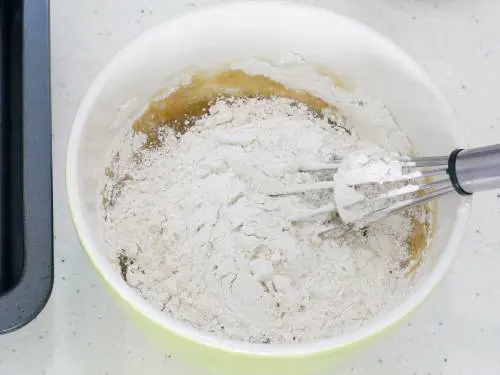 add flour again to make banana bread batter