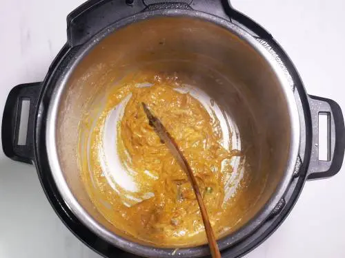 deglazing instant pot to make mushroom biryani